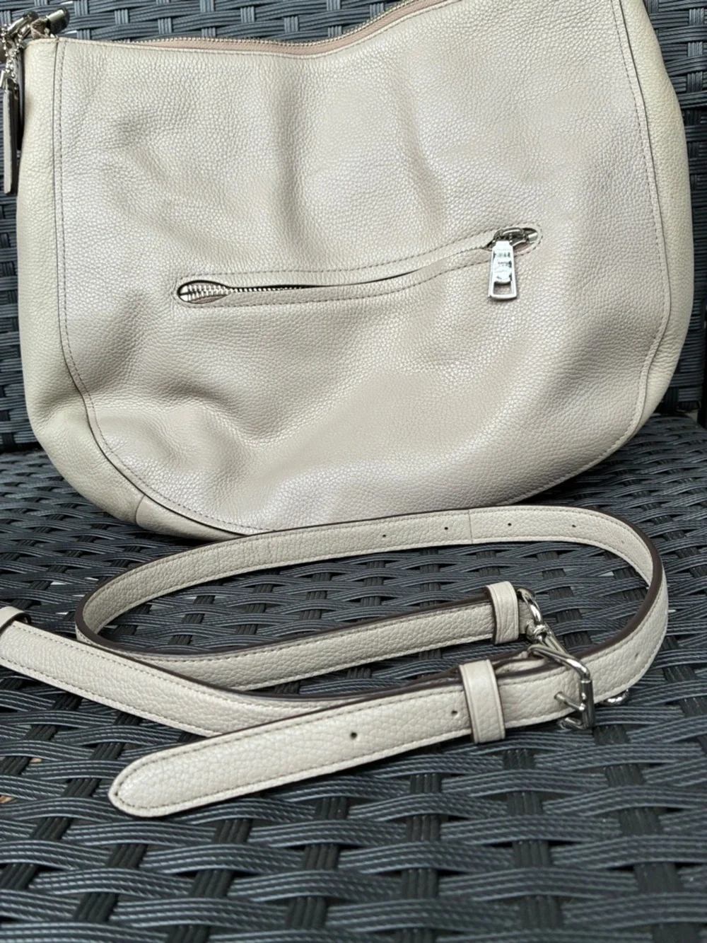 Coach Pebbled Leather Shoulder Bag in gray